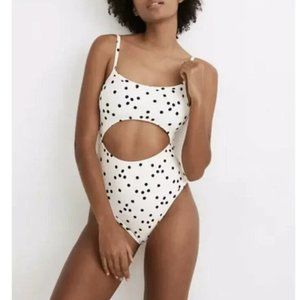 Madewell Second Wave Cutout One-Piece Swimsuit in DOT